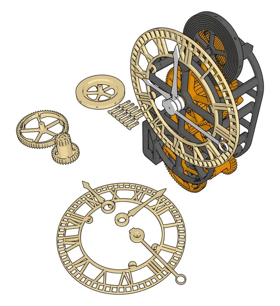 Split clock, illustration, vector on white background. — Stock Vector