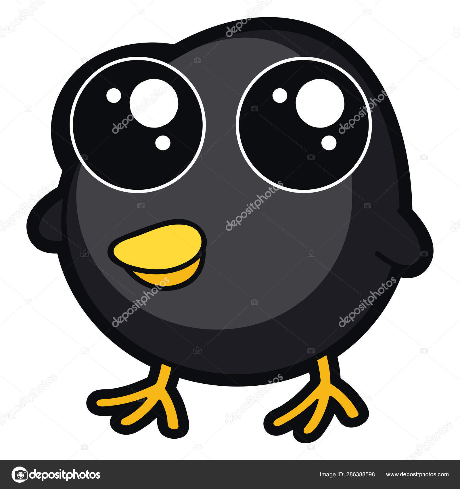귀여운 작은 검은 닭, 삽화, 벡터 에 화이트 백그로 스톡 벡터 - ©Morphart 286388598, image size:1600x1699