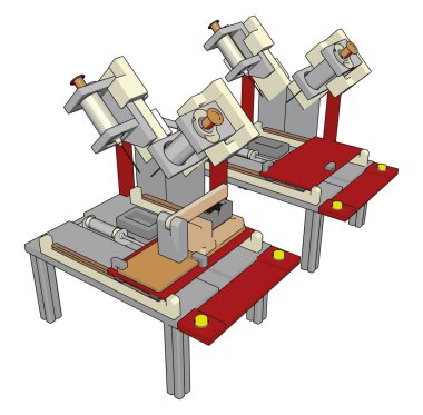 Tablo testereleri makinesi, illüstrasyon, beyaz arka plan üzerinde vektör.