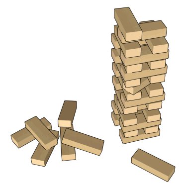 Ahşap dostu oyun, illüstrasyon, beyaz arka plan üzerinde vektör.