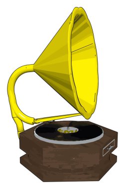 Eski retro gramofon, illüstrasyon, beyaz arka plan vektör.