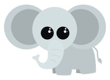 Şirin küçük fil, illüstrasyon, beyaz arka planda vektör..