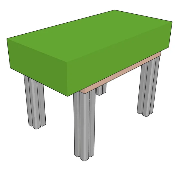 Tisch mit grünem Backstein, Illustration, Vektor auf weißem Hintergrund — Stockvektor