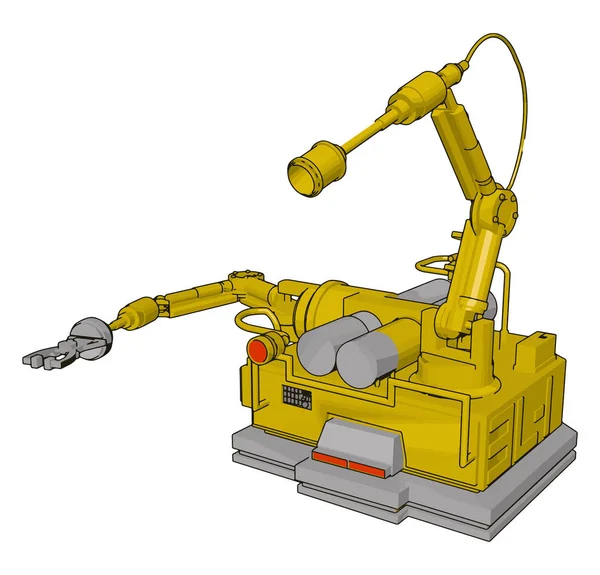 黄色のエンジニアリングマシン、イラスト、白いバックグレッグのベクトル — ストックベクタ
