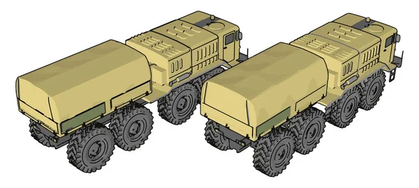 砂の軍用車両、イラスト、白い背景にベクトル. — ストックベクタ