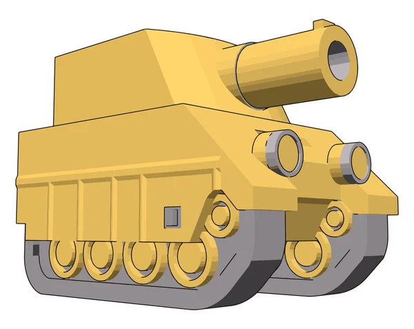 Pequeno tanque amarelo, ilustração, vetor sobre fundo branco . — Vetor de Stock