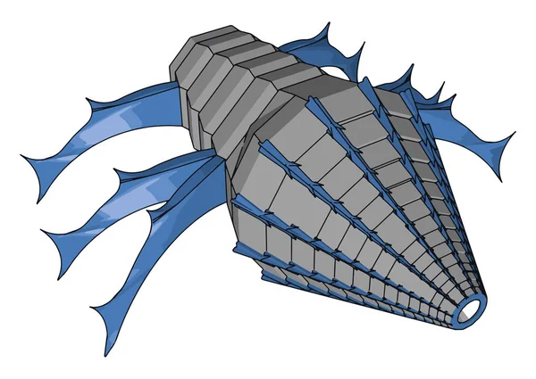 Kyborg brouk s modrými nohami, ilustrace, vektor na bílém backgro — Stockový vektor