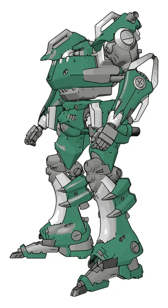 机器人的绿色模型，插图，白色背景上的矢量. — 图库矢量图片