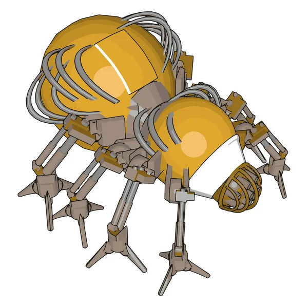 Bug robô amarelo, ilustração, vetor no fundo branco . — Vetor de Stock