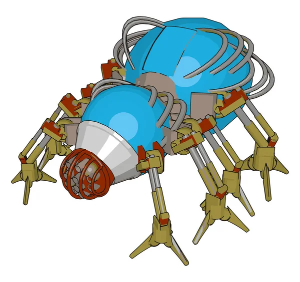 Blauer Roboterkäfer, Illustration, Vektor auf weißem Hintergrund. — Stockvektor