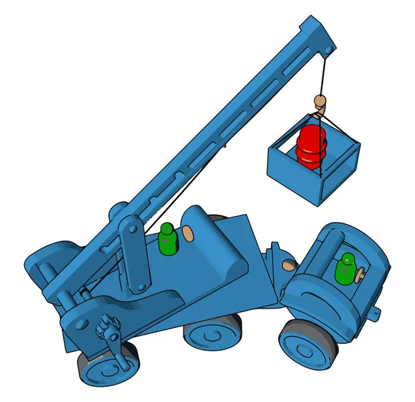 Albastru construcții vehicule jucărie, ilustrație, vector pe alb ba — Vector de stoc