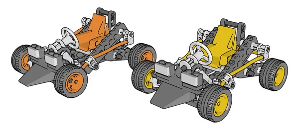 Mașină portocalie și galbenă, ilustrație, vector pe fundal alb . — Vector de stoc