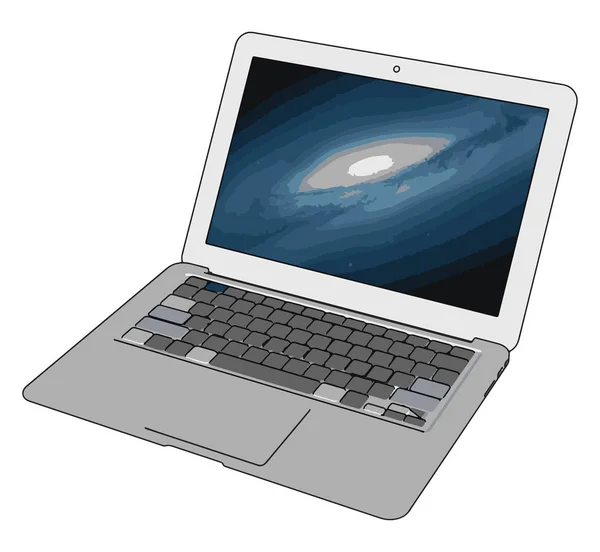 Modellje a laptop, illusztráció, vektor fehér alapon. — Stock Vector