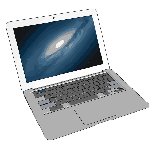 Modelo de un ordenador portátil, ilustración, vector sobre fondo blanco . — Vector de stock