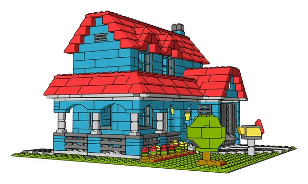 Haus aus bunten Ziegeln, Illustration, Vektor auf weißem Backgr — Stockvektor