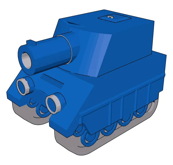 Küçük mavi tank, illüstrasyon, beyaz arka plan üzerinde vektör. — Stok Vektör