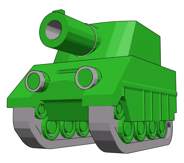 작은 녹색 탱크, 그림, 흰색 배경에 벡터. — 스톡 벡터