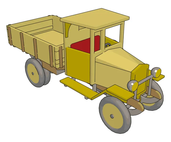 Antiguo coche amarillo retro, ilustración, vector sobre fondo blanco . — Archivo Imágenes Vectoriales