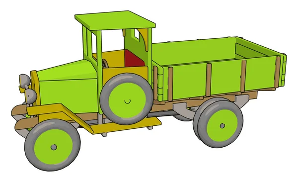 Gamla Retro grön bil, illustration, vektor på vit bakgrund. — Stock vektor