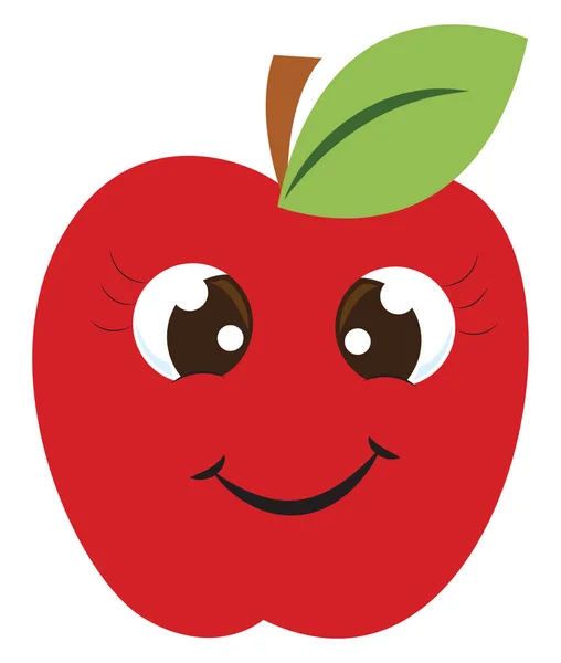 Feliz maçã vermelha, ilustração, vetor sobre fundo branco. — Vetor de Stock
