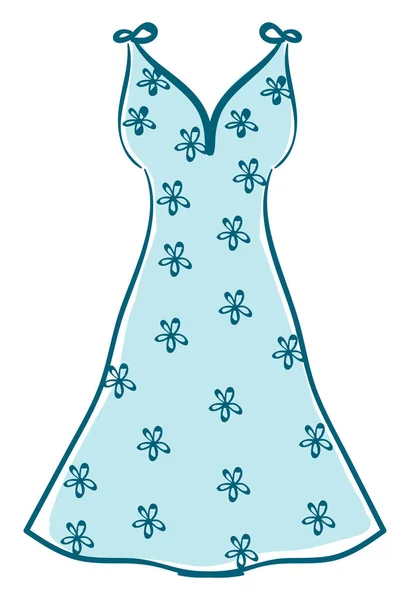 Blaues Blumenkleid, Illustration, Vektor auf weißem Hintergrund. — Stockvektor