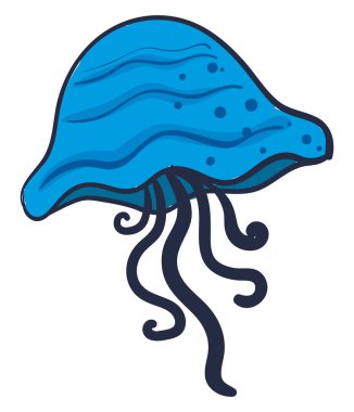 Mavi denizanası, illüstrasyon, beyaz arkaplanda vektör.