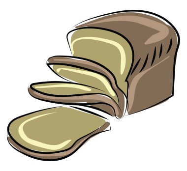 Kahverengi ekmek, illüstrasyon, beyaz arkaplanda vektör.