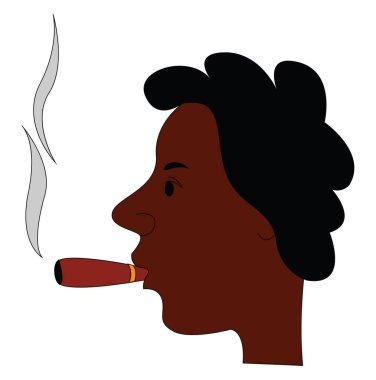 Adam sigara puro, illüstrasyon, beyaz arka plan üzerinde vektör.