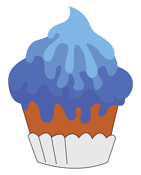 Blue cupcake, illustration, vector on white background. — Stock Vector