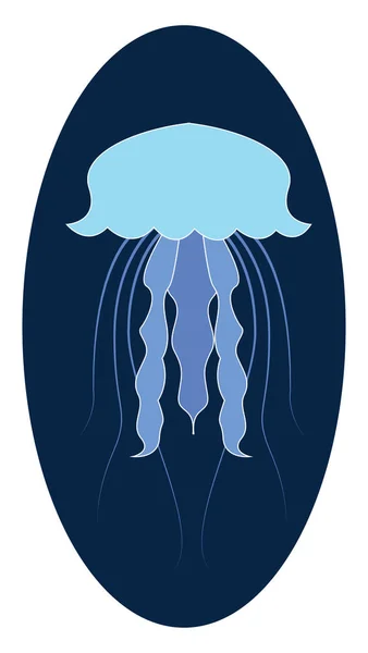 Blaue Quallen im Meer, Illustration, Vektor auf weißem Hintergrund. — Stockvektor