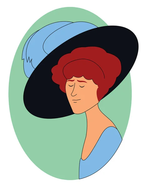 Femme avec grand chapeau, illustration, vecteur sur fond blanc . — Image vectorielle