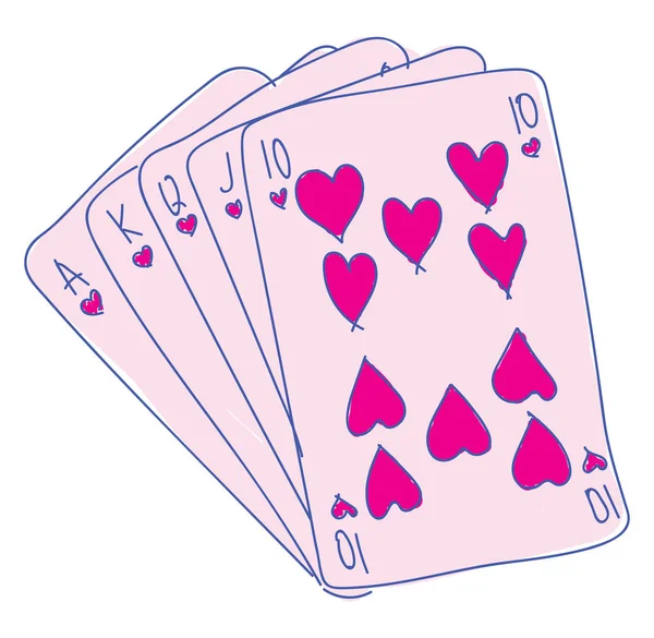 Pink kártyajátékok, illusztráció, vektor fehér alapon. — Stock Vector