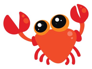 Sevimli yengeç, illüstrasyon, beyaz arka plan vektör.