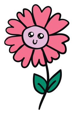 Sevimli çiçek, illüstrasyon, beyaz arka plan vektör.