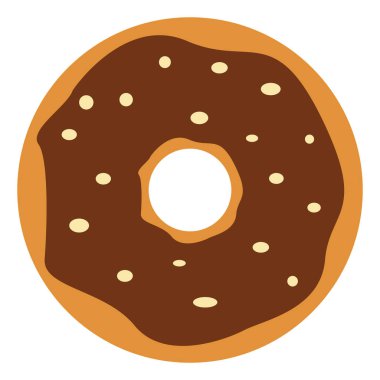Çikolata donut, illüstrasyon, beyaz arka plan vektör.