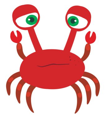 Üzgün yengeç, illüstrasyon, beyaz arkaplanda vektör.