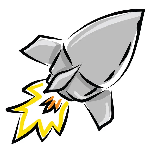 Rachetă zburătoare, ilustrație, vector pe fundal alb . — Vector de stoc