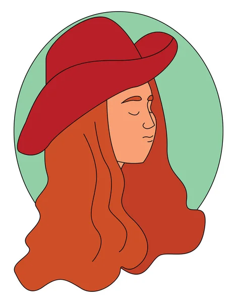 Mädchen mit rotem Hut, Illustration, Vektor auf weißem Hintergrund. — Stockvektor
