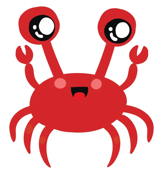 Cute red crab, illustration, vector on white background. — Stock Vector