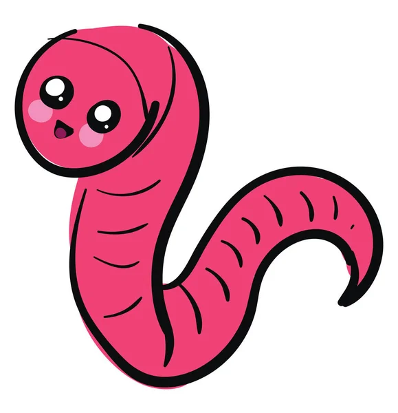 Niedlichen rosa Wurm, Illustration, Vektor auf weißem Hintergrund. — Stockvektor