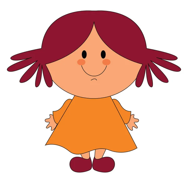 Muñeca con pelo rojo, ilustración, vector sobre fondo blanco . — Vector de stock
