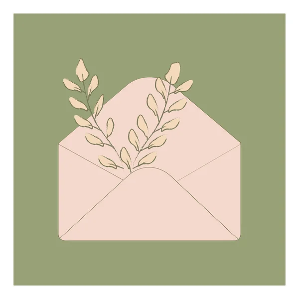 Envelope com flores, ilustração, vetor sobre fundo branco . — Vetor de Stock