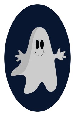 Sevimli hayalet, illüstrasyon, beyaz arka plan vektör.