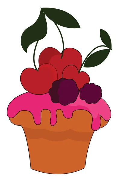 Pastel de frutas, ilustración, vector sobre fondo blanco . — Vector de stock