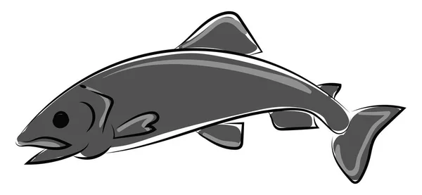 Grijze vis, illustratie, vector op witte achtergrond. — Stockvector