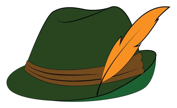 녹색 모자, 그림, 흰색 배경 위의 벡터. — 스톡 벡터