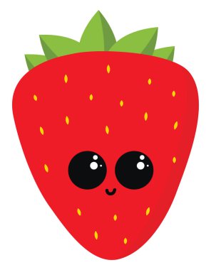 Mutlu çilekler, illüstrasyon, beyaz arkaplanda vektör.