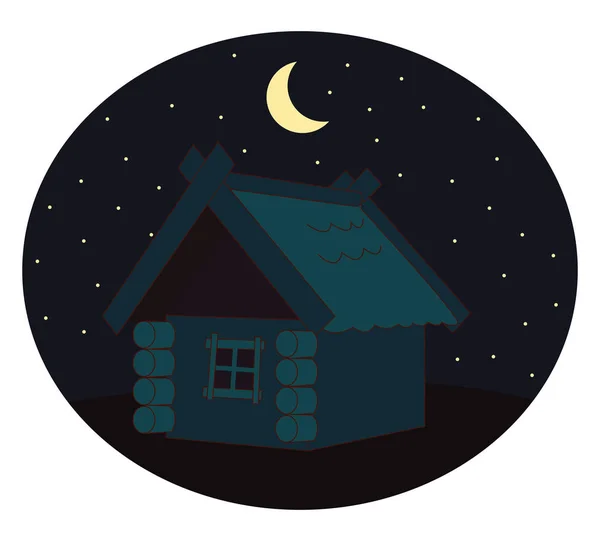 House in night, illustration, vector on white background. — Stock Vector