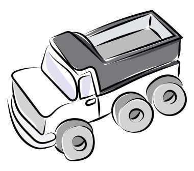 Kamyon çizimi, illüstrasyon, beyaz arka plan üzerinde vektör.