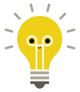 Sarı ampul, illüstrasyon, beyaz arkaplan üzerindeki vektör.